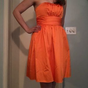 David’s Bridal Strapless Tangerine Orange Dresses